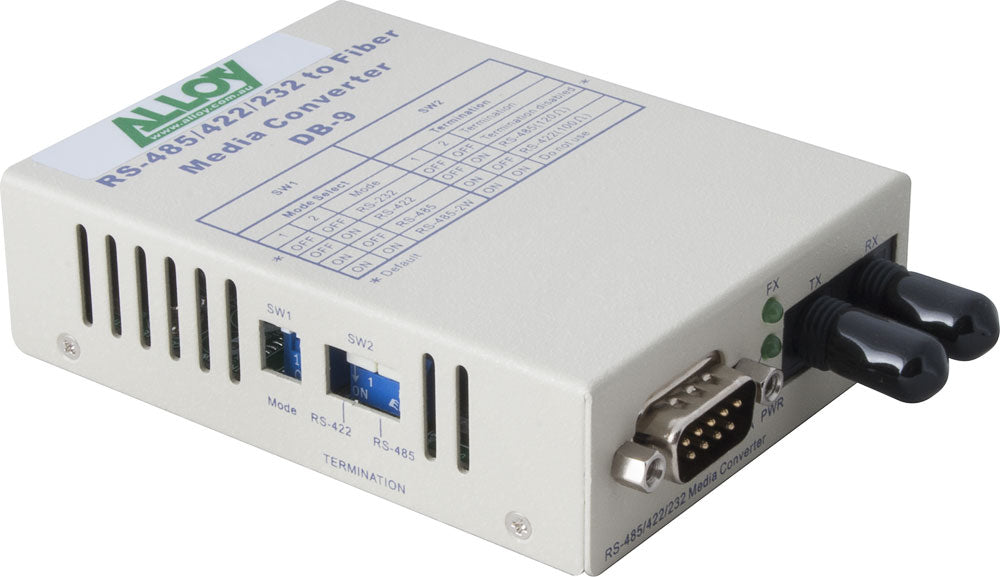 Alloy SCR460ST-1  RS-232/422/485 Serial DB-9 to Multimode Fibre Converter. Max. range 2Km Alloy SCR460ST-1  RS-232/422/485 Serial DB-9 to Multimode Fibre Converter. Max. range 2Km